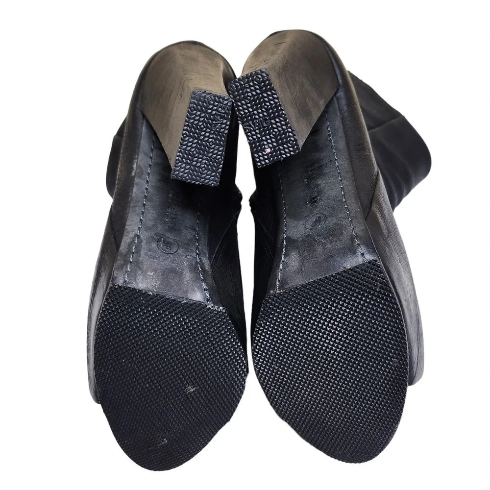 Allsaints women's black leather peep toe platform ankle booties 6.5M - Picture 10 of 10